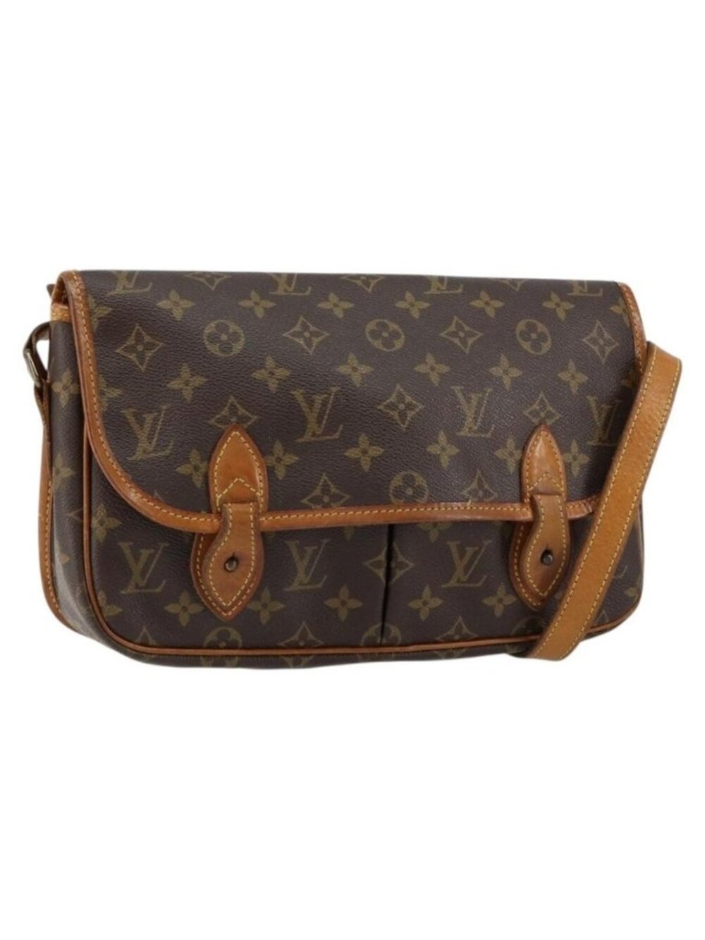 Authentic LOUIS VUITTON Monogram Gibeciere MM Shoulder Bag M42247 LV